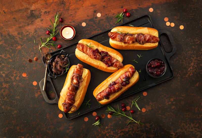 bacon sausage hot dog rolls