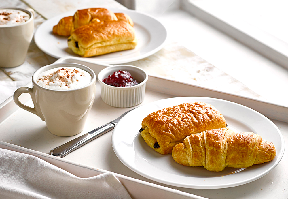 Classic French Breakfast croissant and chocolate croissant