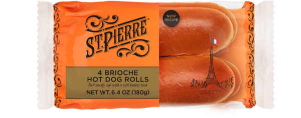 St Pierre 4 Brioche Hot Dog Rolls Pack Shot